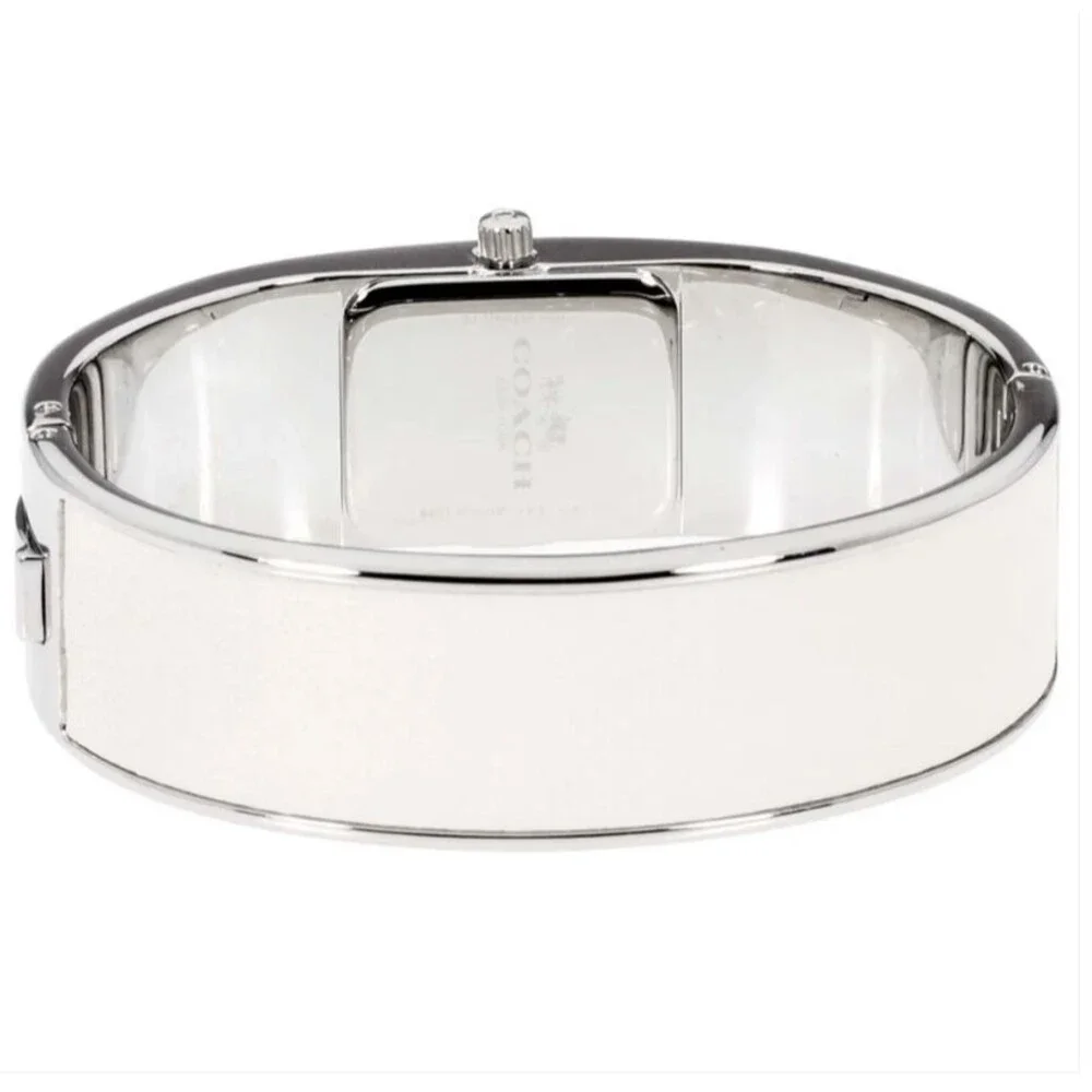 COACH Women's Scout Chalk Leather-Inset Stainless Steel Bangle Bracelet Watch